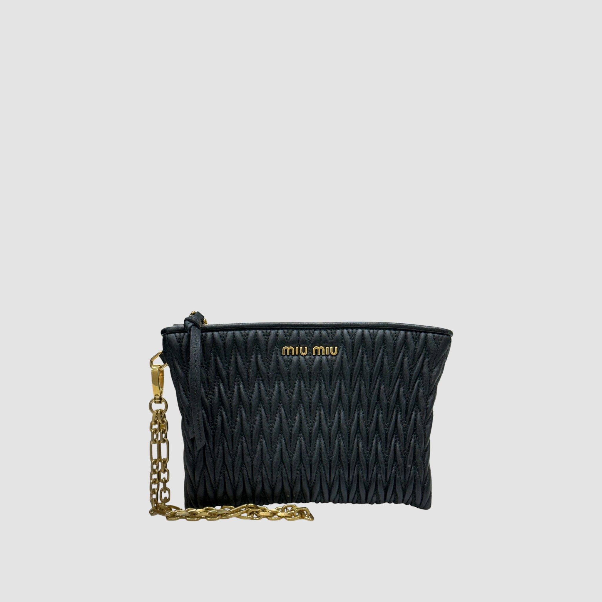 Miu Miu Matreasse Nappa Leather Pouch Black Size ONE SIZE - 2 Thumbnail