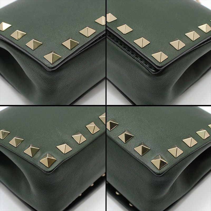 Valentino Khaki Leather Rockstud Mini Chain Crossbody Bag Size ONE SIZE - 10 Thumbnail