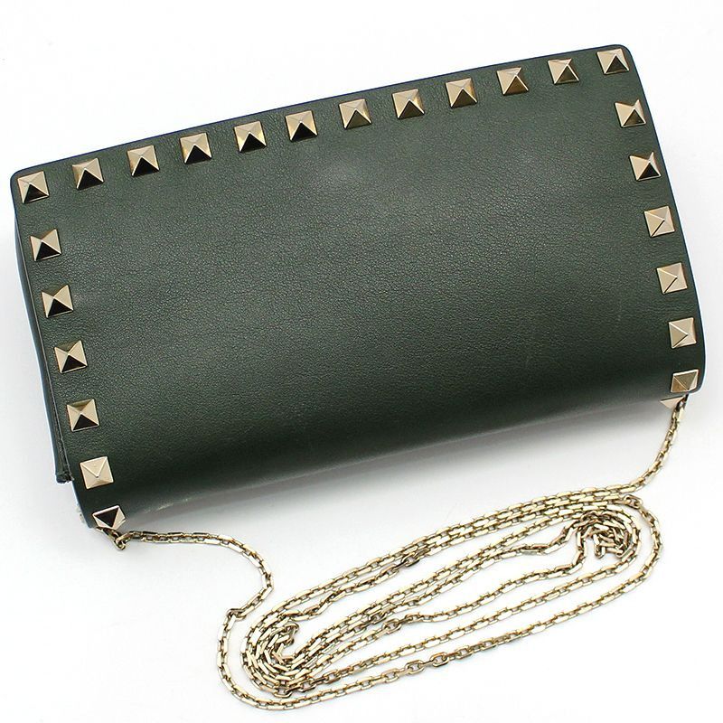 Valentino Khaki Leather Rockstud Mini Chain Crossbody Bag Size ONE SIZE - 3 Thumbnail