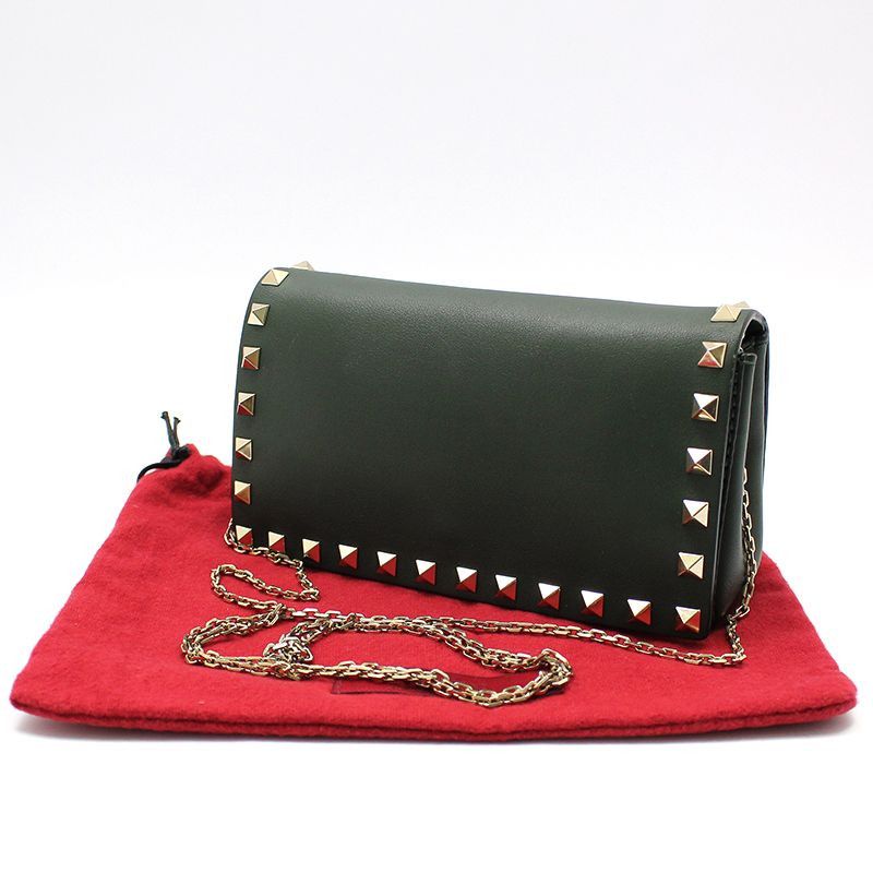 Valentino Khaki Leather Rockstud Mini Chain Crossbody Bag Size ONE SIZE - 2 Thumbnail