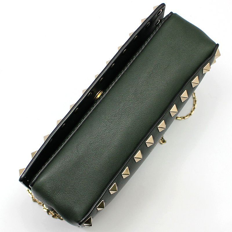 Valentino Khaki Leather Rockstud Mini Chain Crossbody Bag Size ONE SIZE - 6 Thumbnail