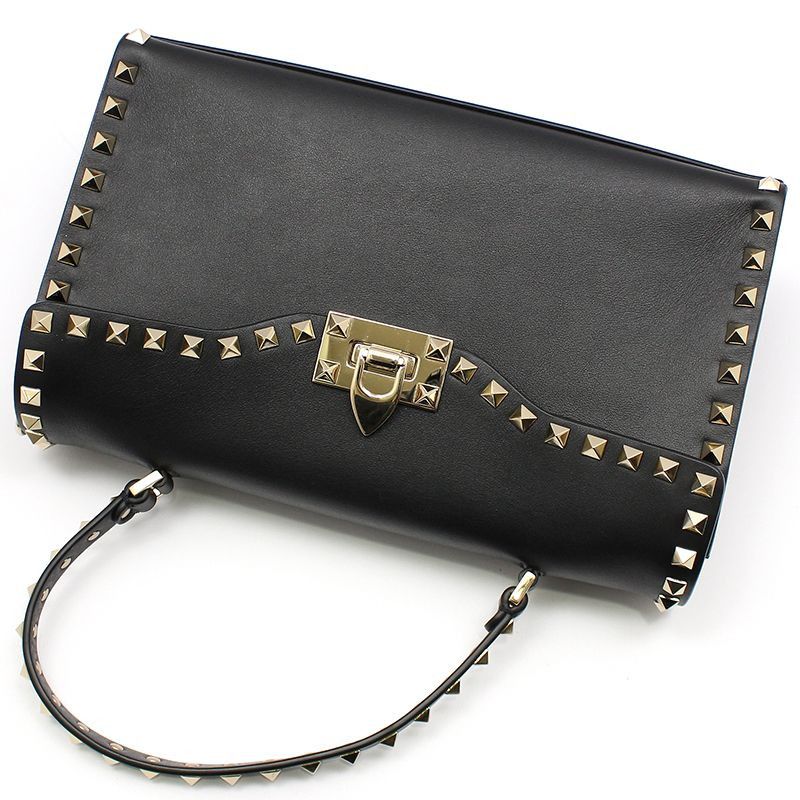 Valentino Black Leather Gold Rockstud Single Handle Small Shoulder Bag Size ONE SIZE - 3 Thumbnail