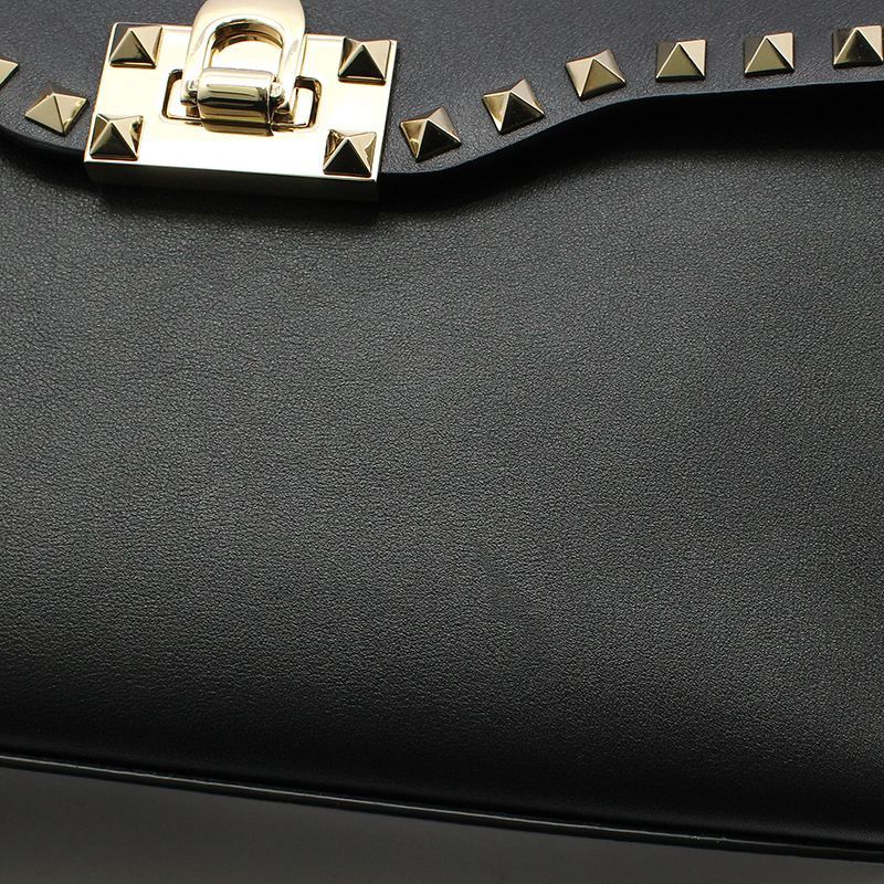 Valentino Black Leather Gold Rockstud Single Handle Small Shoulder Bag Size ONE SIZE - 6 Thumbnail