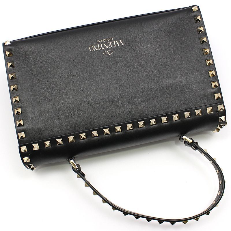Valentino Black Leather Gold Rockstud Single Handle Small Shoulder Bag Size ONE SIZE - 4 Thumbnail