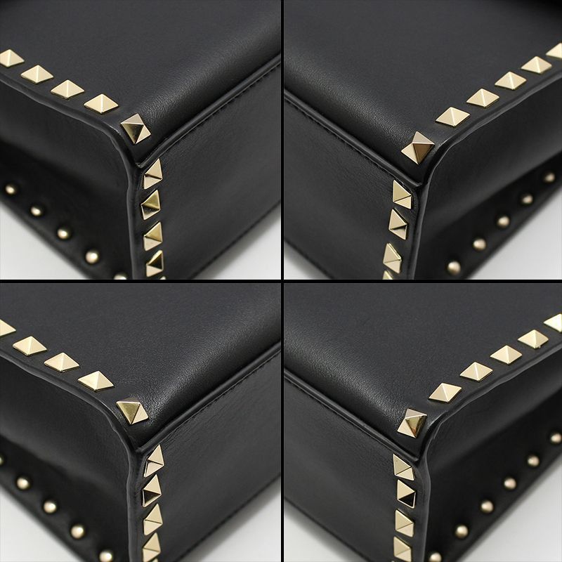 Valentino Black Leather Gold Rockstud Single Handle Small Shoulder Bag Size ONE SIZE - 10 Thumbnail