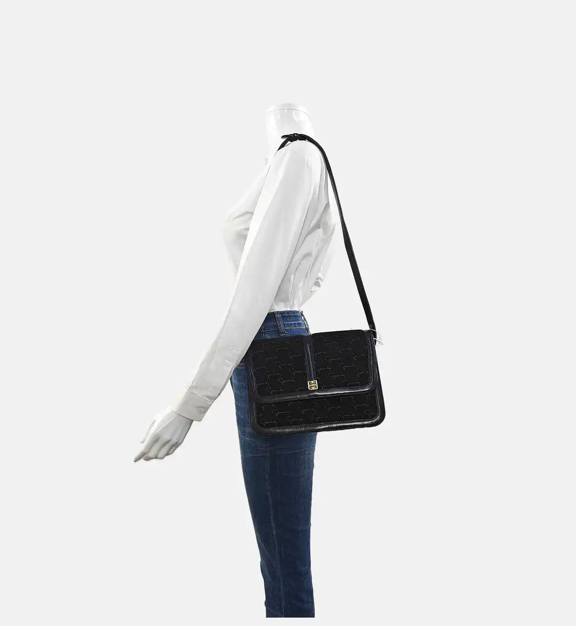 Givenchy GIVENCHY tote bag black suede print shoulder bag gold hardware Size ONE SIZE - 2 Thumbnail