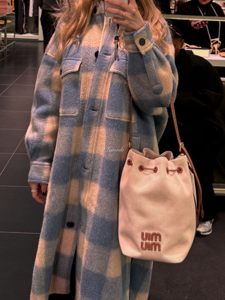 Miu Miu Canvas Leather Bucket Bag Beige Brandy Size ONE SIZE - 2 Thumbnail