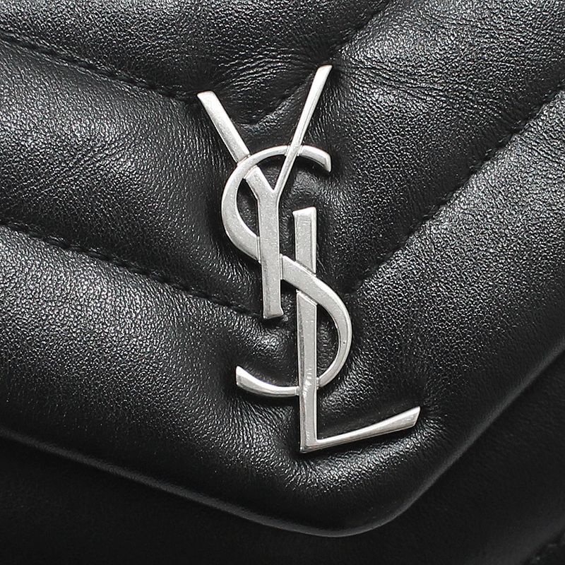 Yves Saint Laurent Black Leather Silver Monogram Loulou Toy Crossbody Bag Size ONE SIZE - 8 Thumbnail