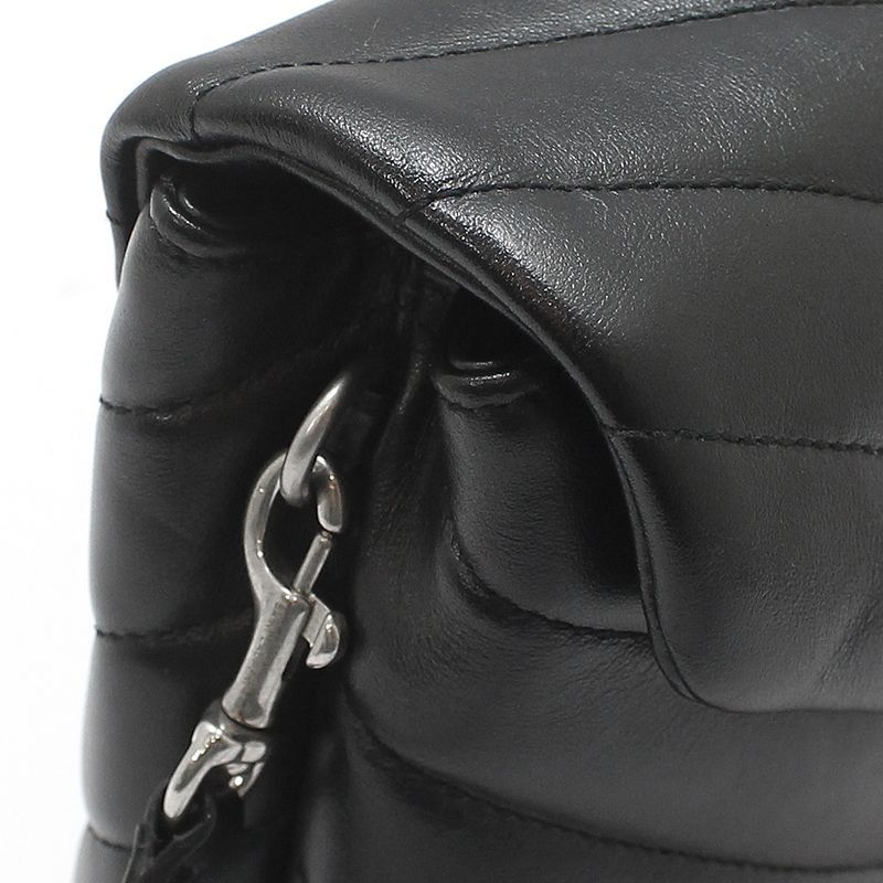 Yves Saint Laurent Black Leather Silver Monogram Loulou Toy Crossbody Bag Size ONE SIZE - 9 Thumbnail