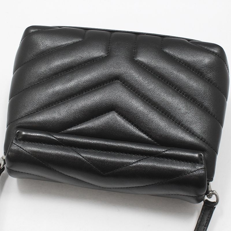 Yves Saint Laurent Black Leather Silver Monogram Loulou Toy Crossbody Bag Size ONE SIZE - 4 Thumbnail