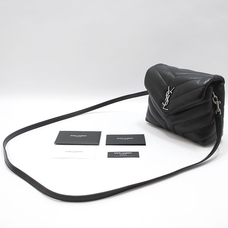 Yves Saint Laurent Black Leather Silver Monogram Loulou Toy Crossbody Bag Size ONE SIZE - 2 Thumbnail