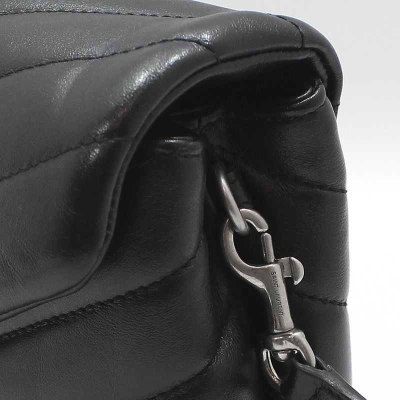 Yves Saint Laurent Black Leather Silver Monogram Loulou Toy Crossbody Bag Size ONE SIZE - 10 Thumbnail