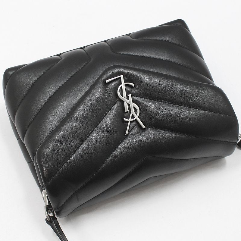 Yves Saint Laurent Black Leather Silver Monogram Loulou Toy Crossbody Bag Size ONE SIZE - 3 Thumbnail