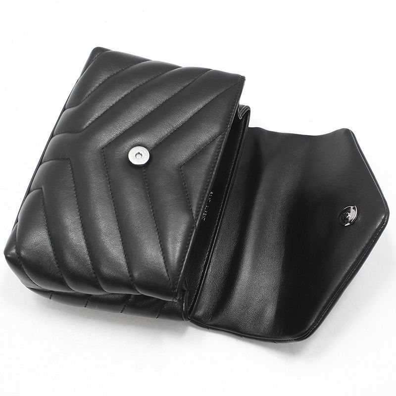 Yves Saint Laurent Black Leather Silver Monogram Loulou Toy Crossbody Bag Size ONE SIZE - 6 Thumbnail