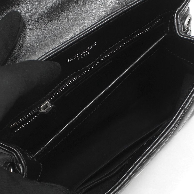 Yves Saint Laurent Black Leather Silver Monogram Loulou Toy Crossbody Bag Size ONE SIZE - 11 Thumbnail