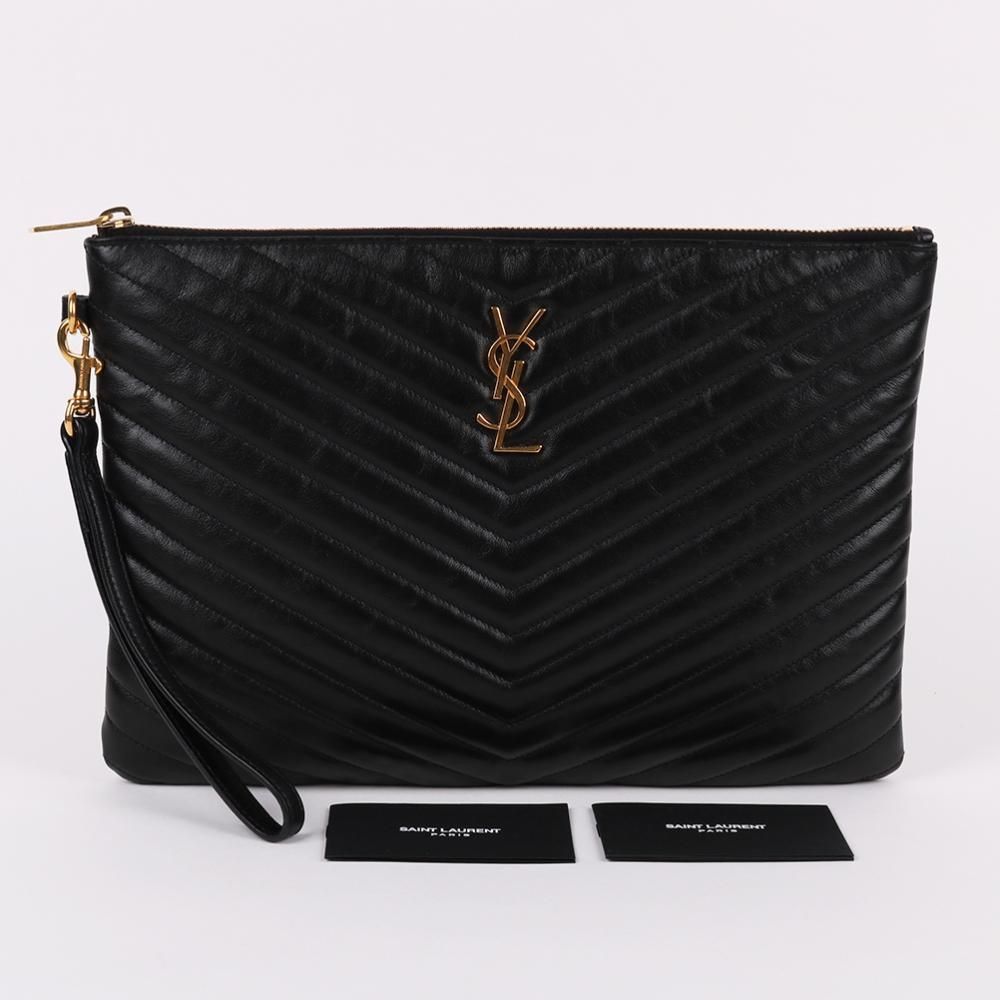 Yves Saint Laurent Matelassé Gold-Tone New Medium Clutch Bag Size ONE SIZE - 11 Thumbnail