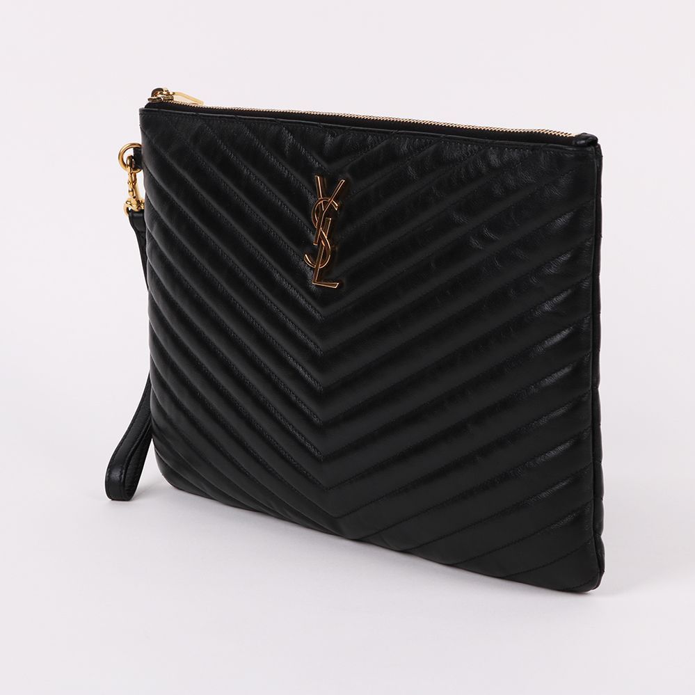 Yves Saint Laurent Matelassé Gold-Tone New Medium Clutch Bag Size ONE SIZE - 3 Thumbnail