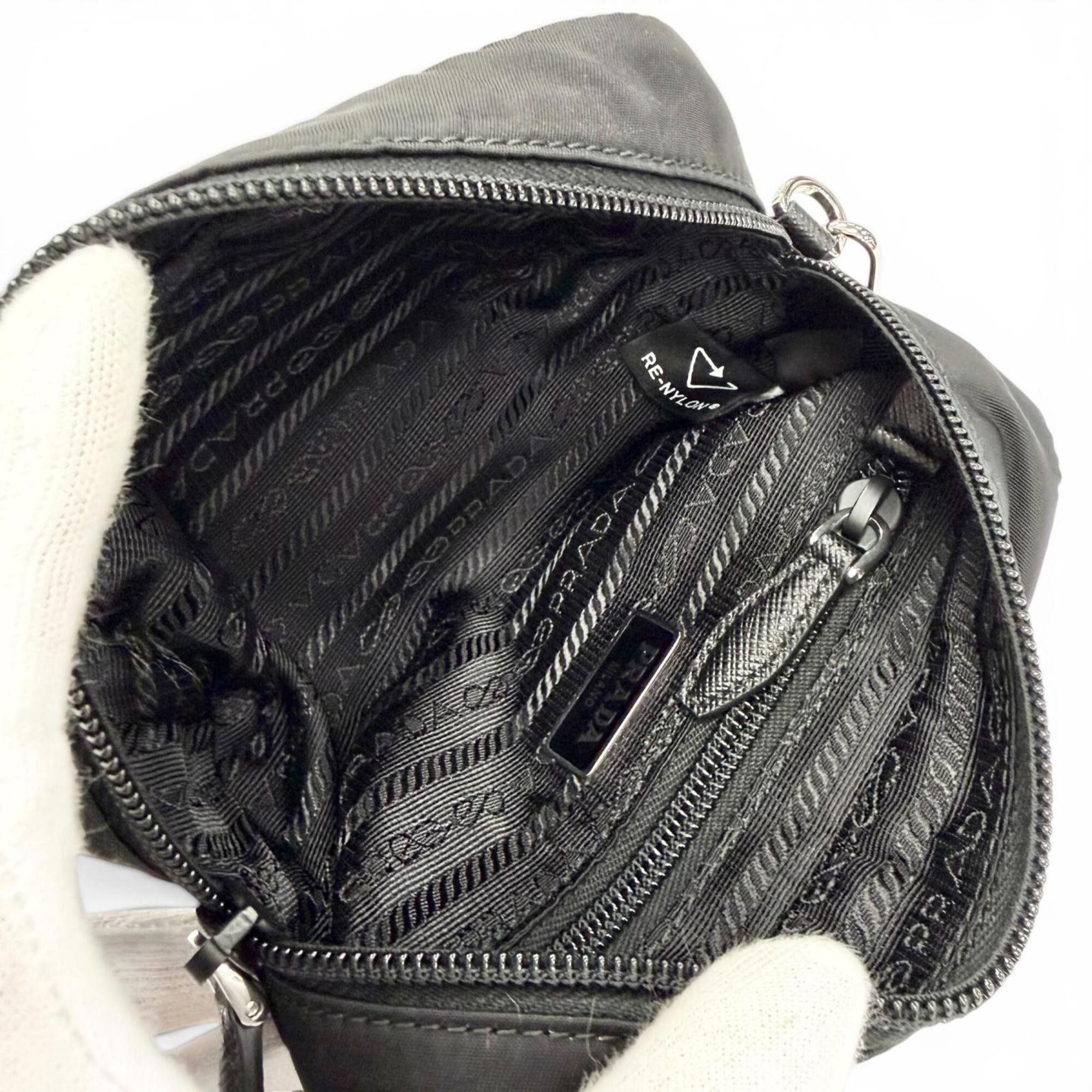 Prada PRADA 1NS175 Vera Re-Nylon Mini Pouch Small Current Model Triangle Logo Plate Cosmetic Black Made in Italy Women's Size ONE SIZE - 5 Thumbnail