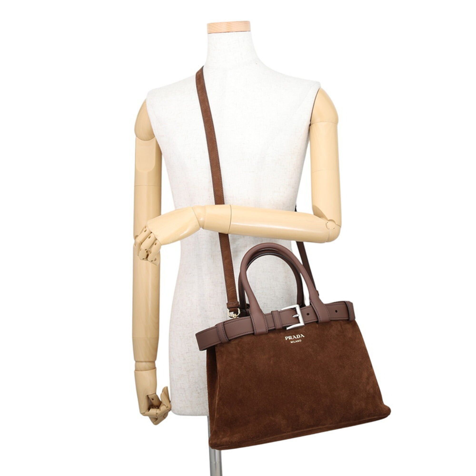 Prada Prada handbag, buckle, medium suede, 1BA434, PRADA 2-way shoulder bag, Size ONE SIZE - 5 Thumbnail