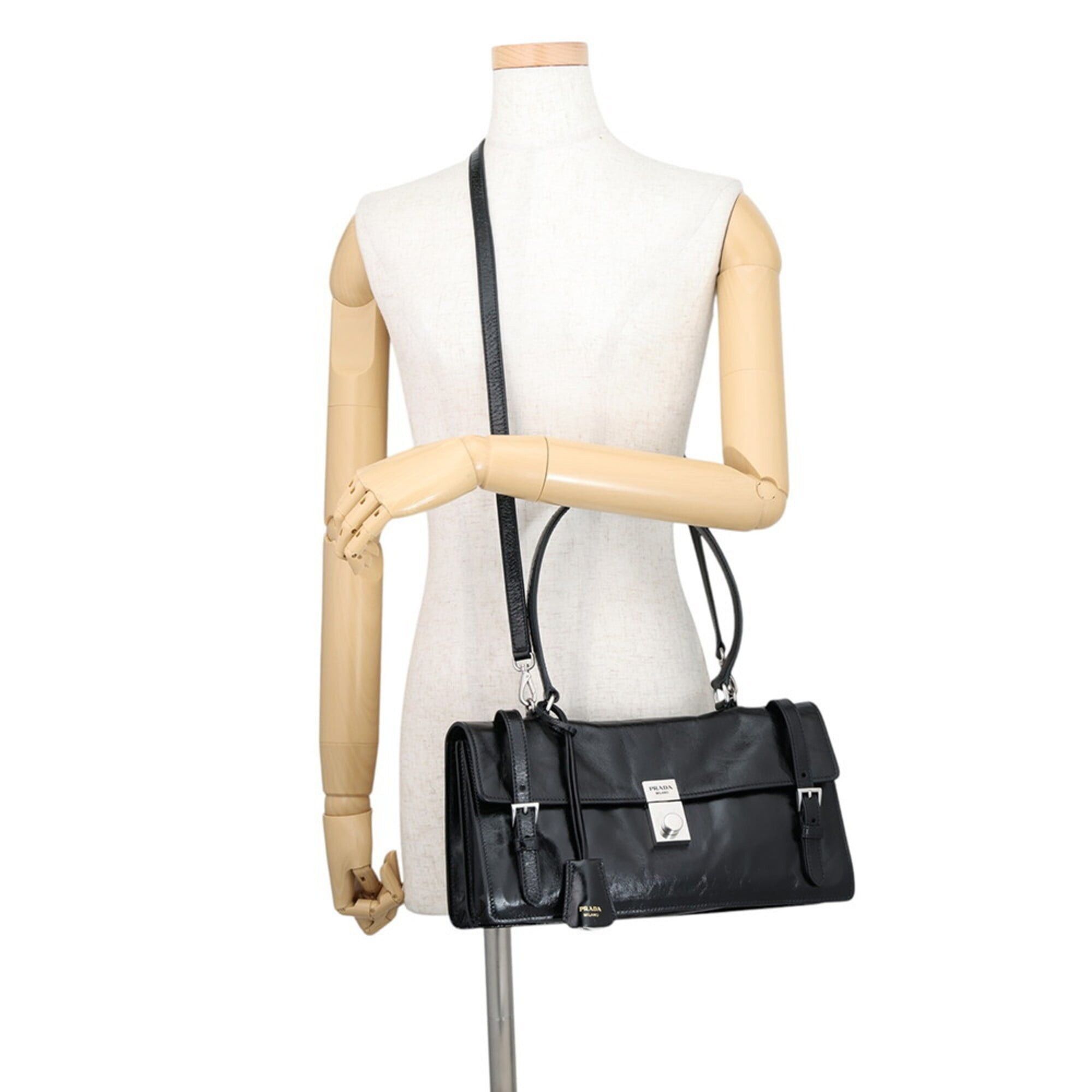 Prada Prada handbag, leather, 1BN026, PRADA 2-way shoulder bag, black, Size ONE SIZE - 5 Thumbnail