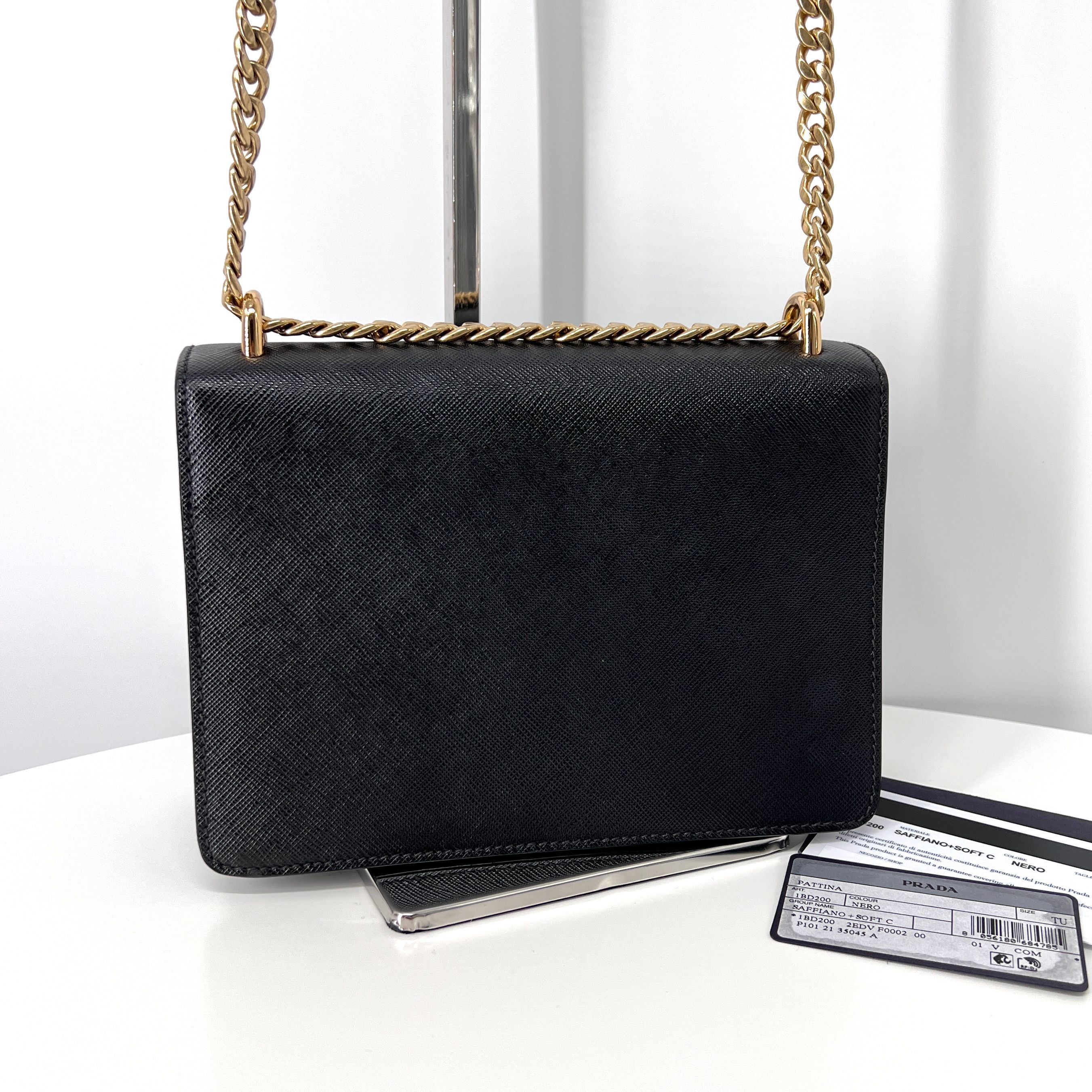 Prada Envelope Saffiano Chain Shoulder Bag Crossbody Black Size ONE SIZE - 4 Thumbnail
