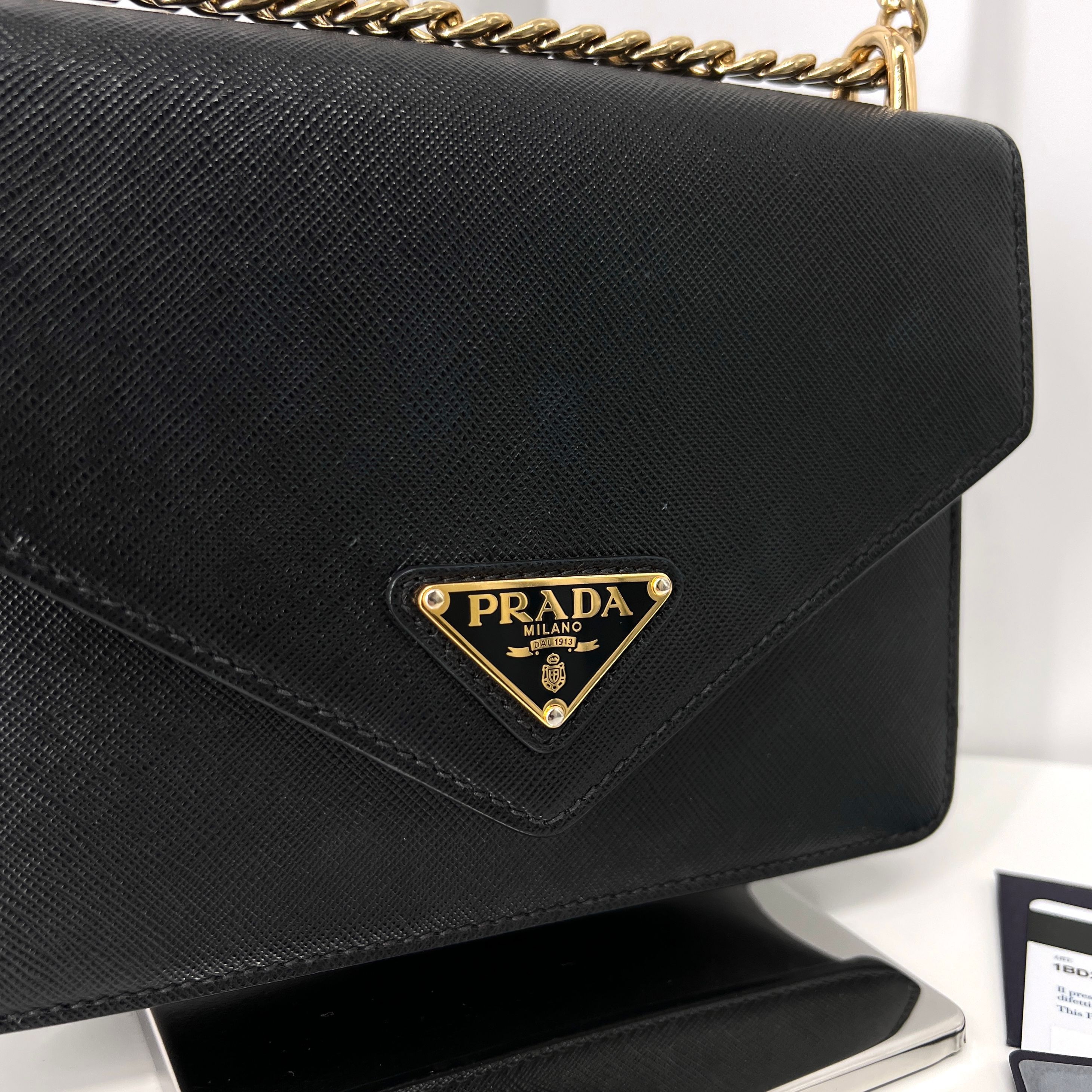 Prada Envelope Saffiano Chain Shoulder Bag Crossbody Black Size ONE SIZE - 5 Thumbnail