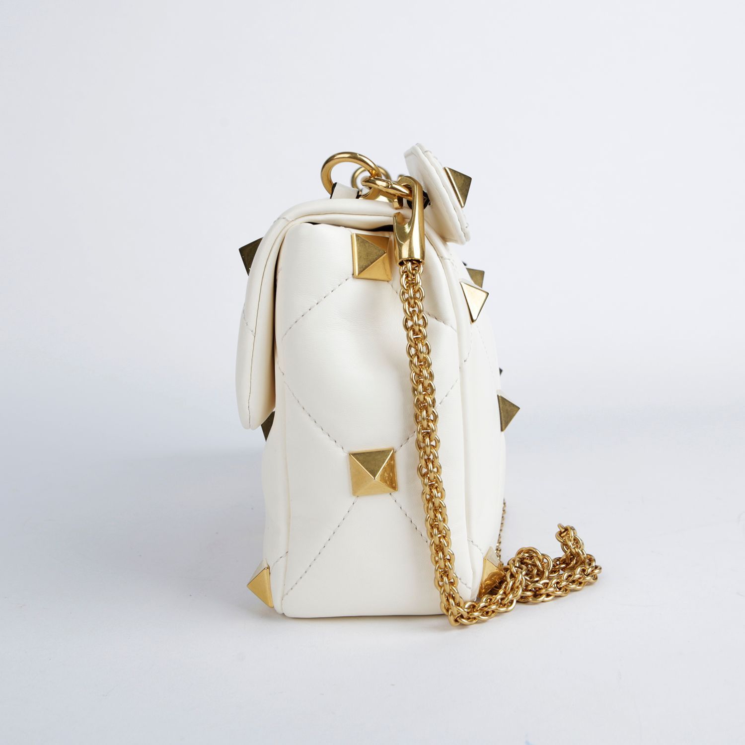 Valentino Refurbished White Leather Roman Stud Tote and Shoulder Bag Size ONE SIZE - 4 Thumbnail