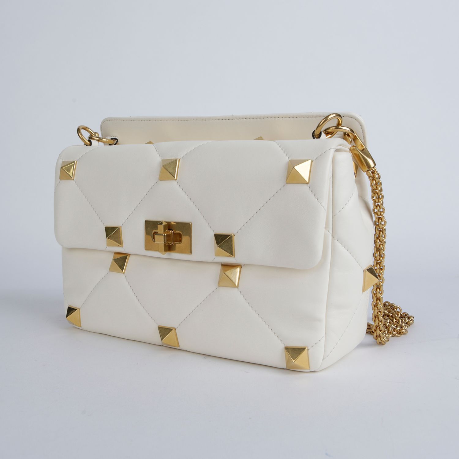 Valentino Refurbished White Leather Roman Stud Tote and Shoulder Bag Size ONE SIZE - 3 Thumbnail