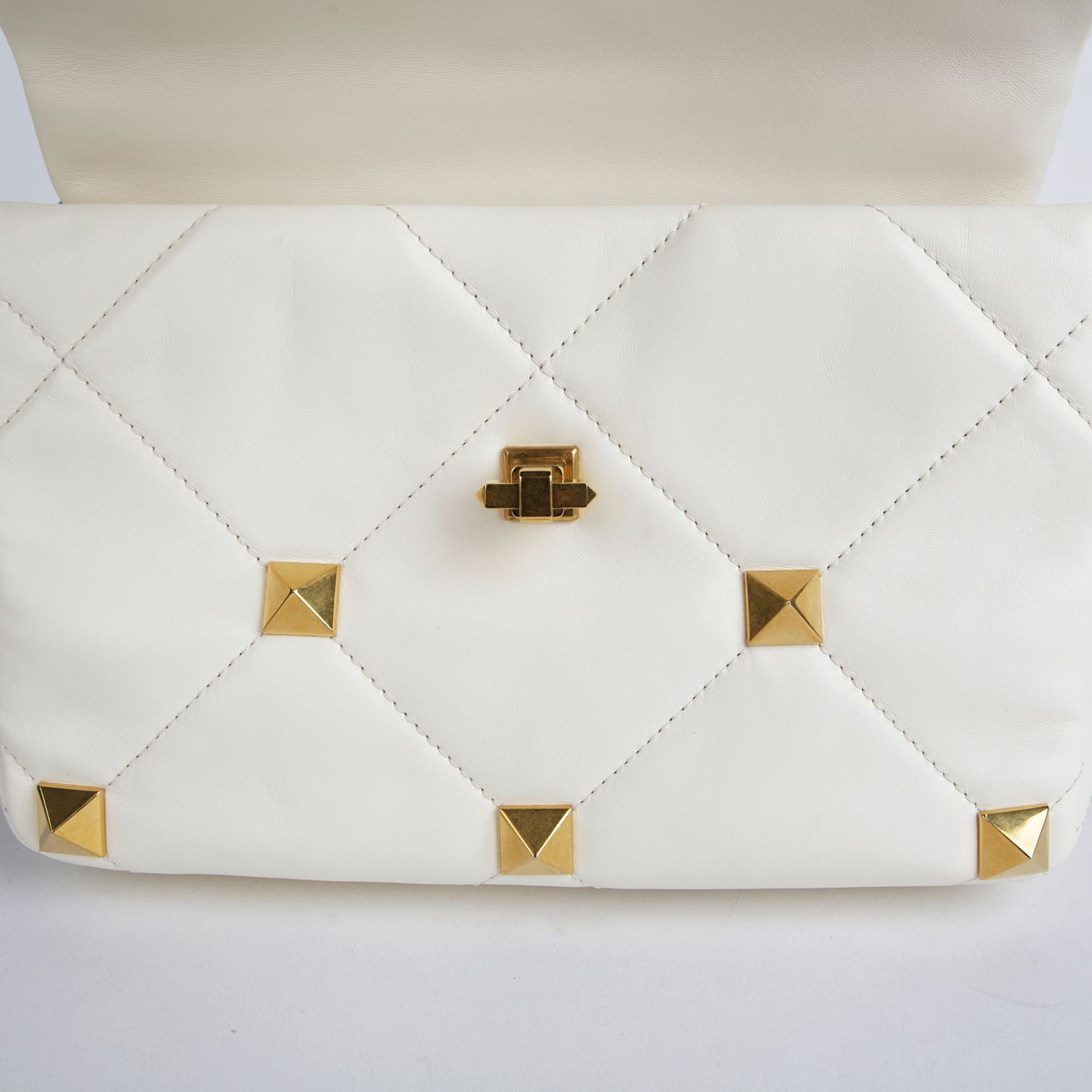 Valentino Refurbished White Leather Roman Stud Tote and Shoulder Bag Size ONE SIZE - 11 Thumbnail