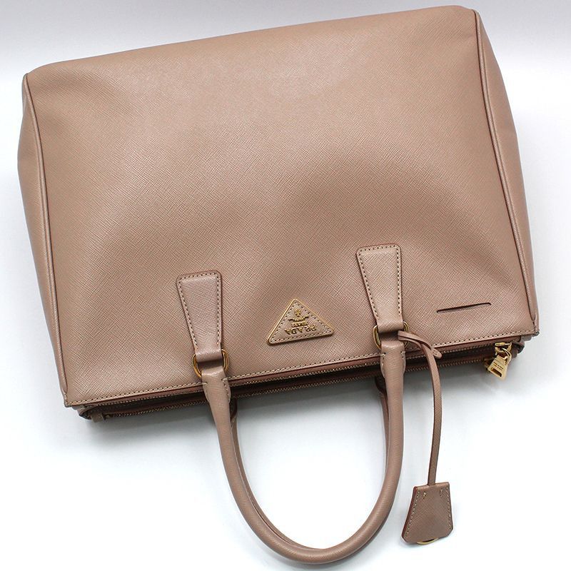 Prada Cameo Saffiano Lux Gold Double Zipper Tote Bag Size ONE SIZE - 3 Thumbnail