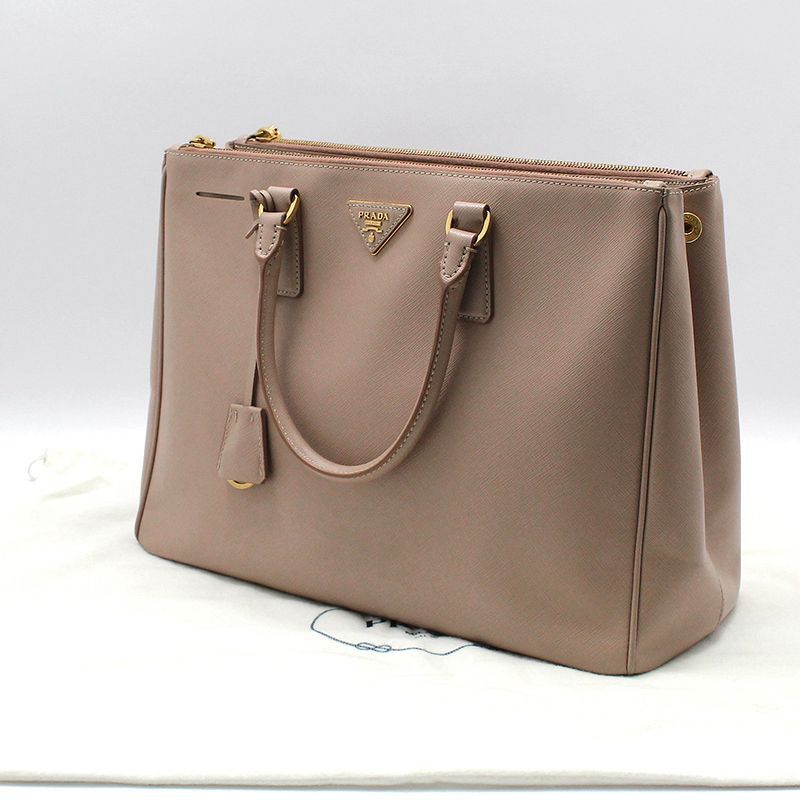 Prada Cameo Saffiano Lux Gold Double Zipper Tote Bag Size ONE SIZE - 2 Thumbnail