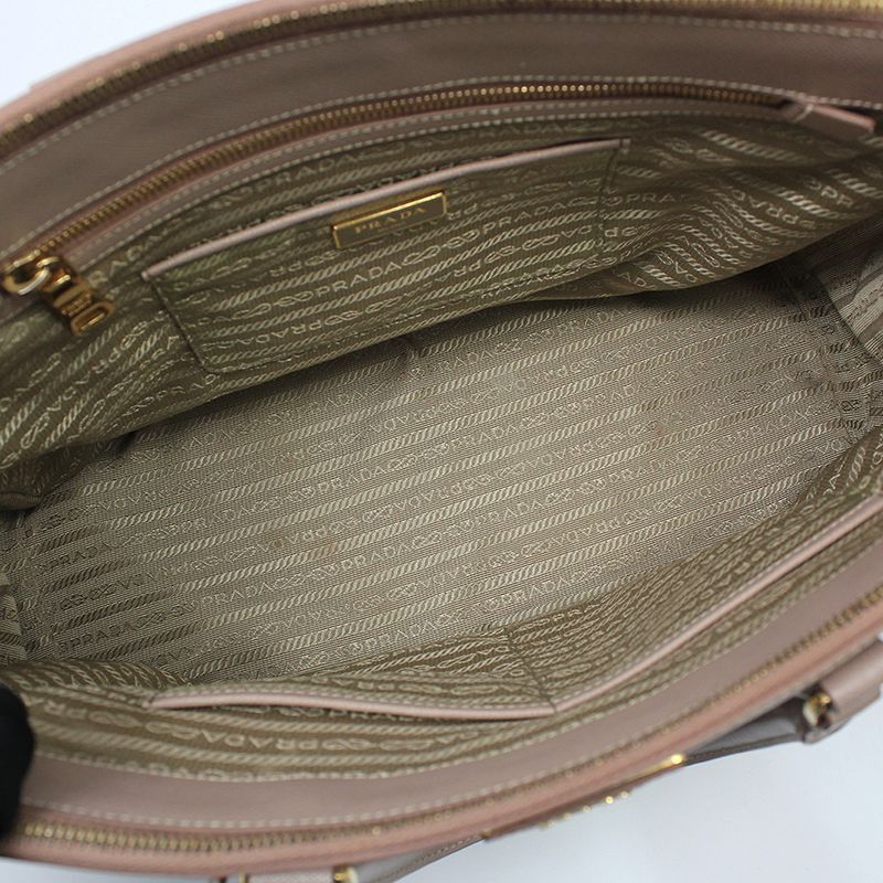 Prada Cameo Saffiano Lux Gold Double Zipper Tote Bag Size ONE SIZE - 8 Thumbnail
