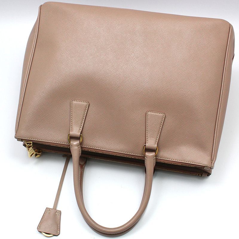Prada Cameo Saffiano Lux Gold Double Zipper Tote Bag Size ONE SIZE - 4 Thumbnail