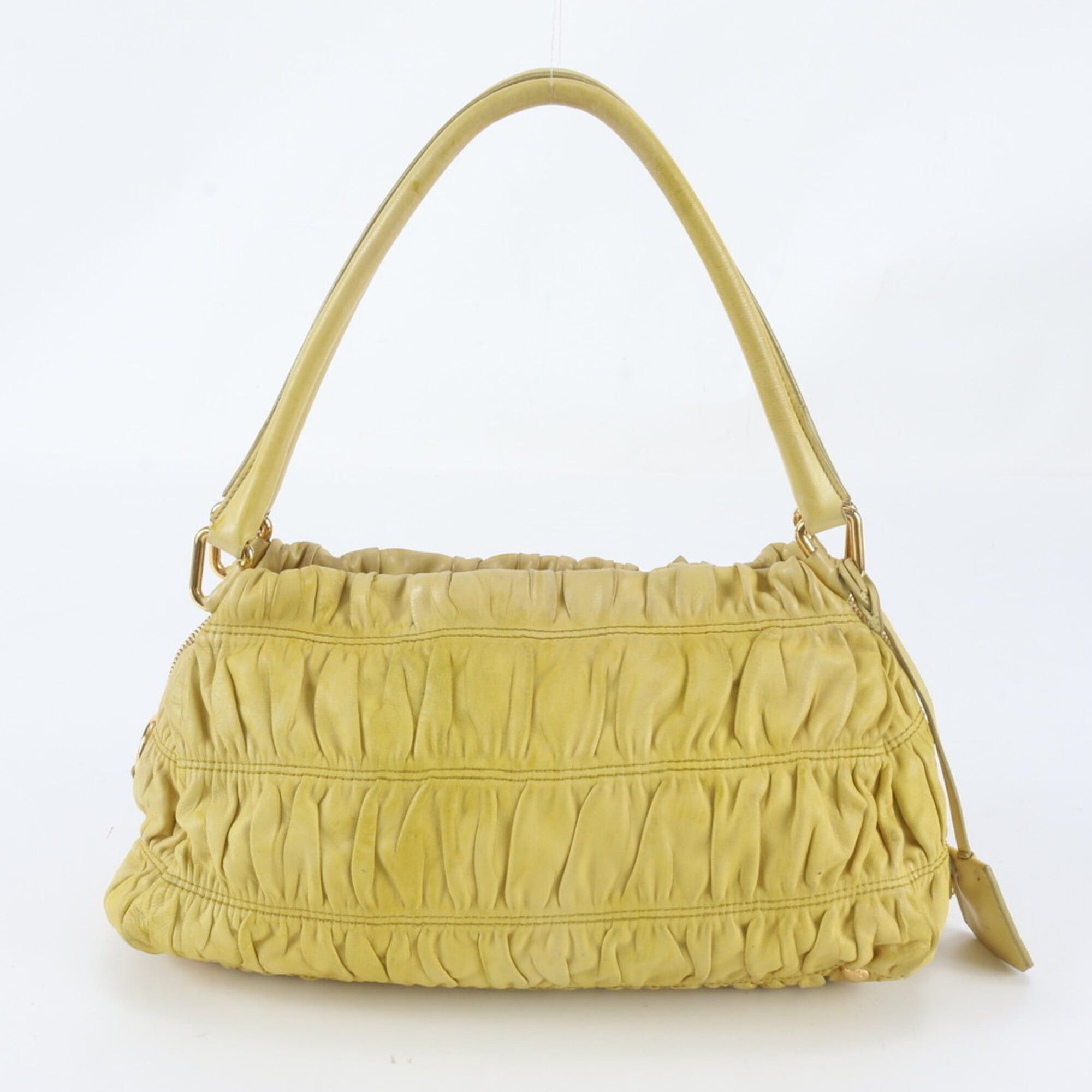 Prada Prada Tessuto Nylon Gathered Ribbon Leather Tote Bag Handbag Shoulder for Women Size ONE SIZE - 3 Thumbnail