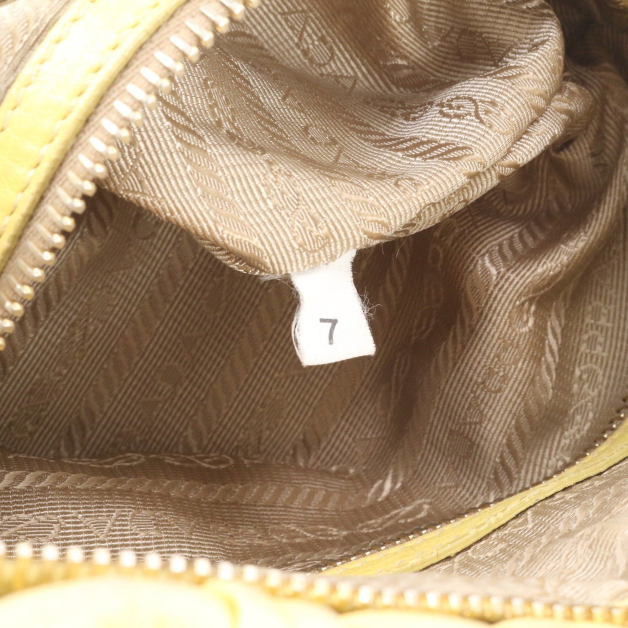 Prada Prada Tessuto Nylon Gathered Ribbon Leather Tote Bag Handbag Shoulder for Women Size ONE SIZE - 9 Thumbnail