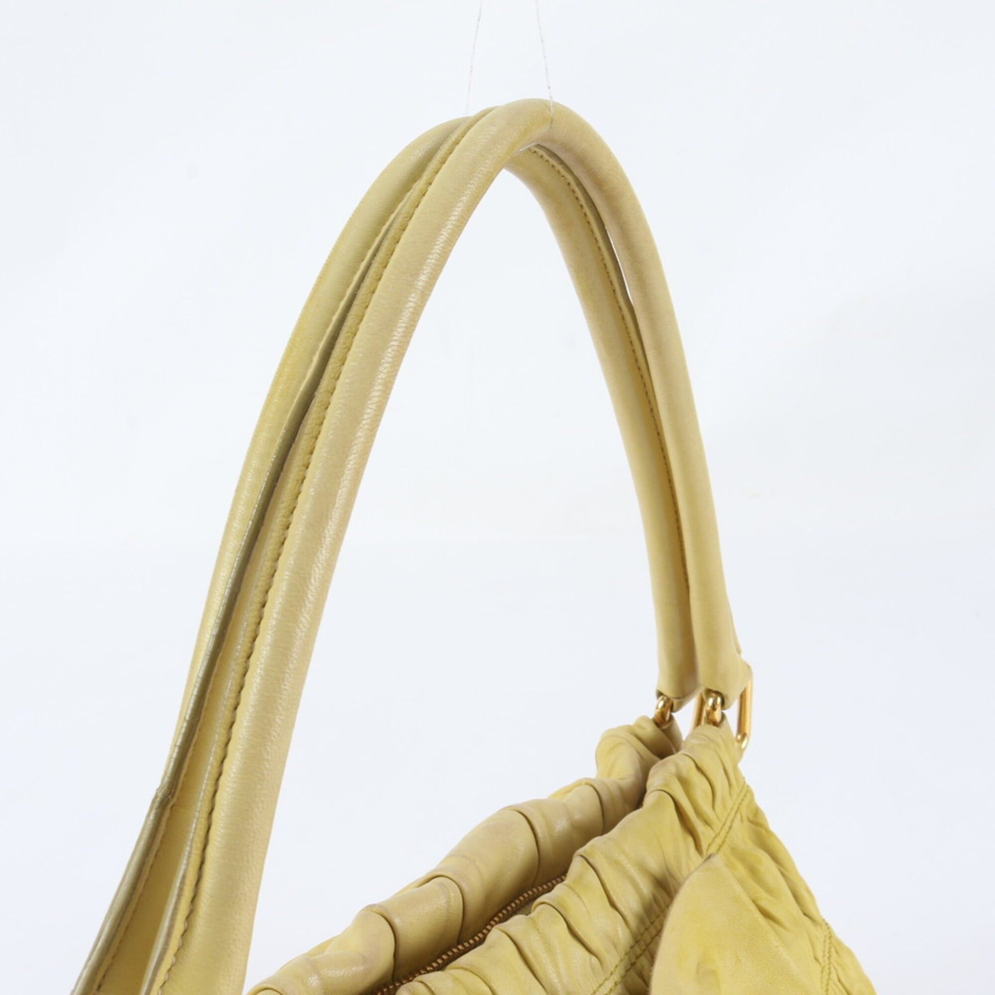 Prada Prada Tessuto Nylon Gathered Ribbon Leather Tote Bag Handbag Shoulder for Women Size ONE SIZE - 2 Thumbnail