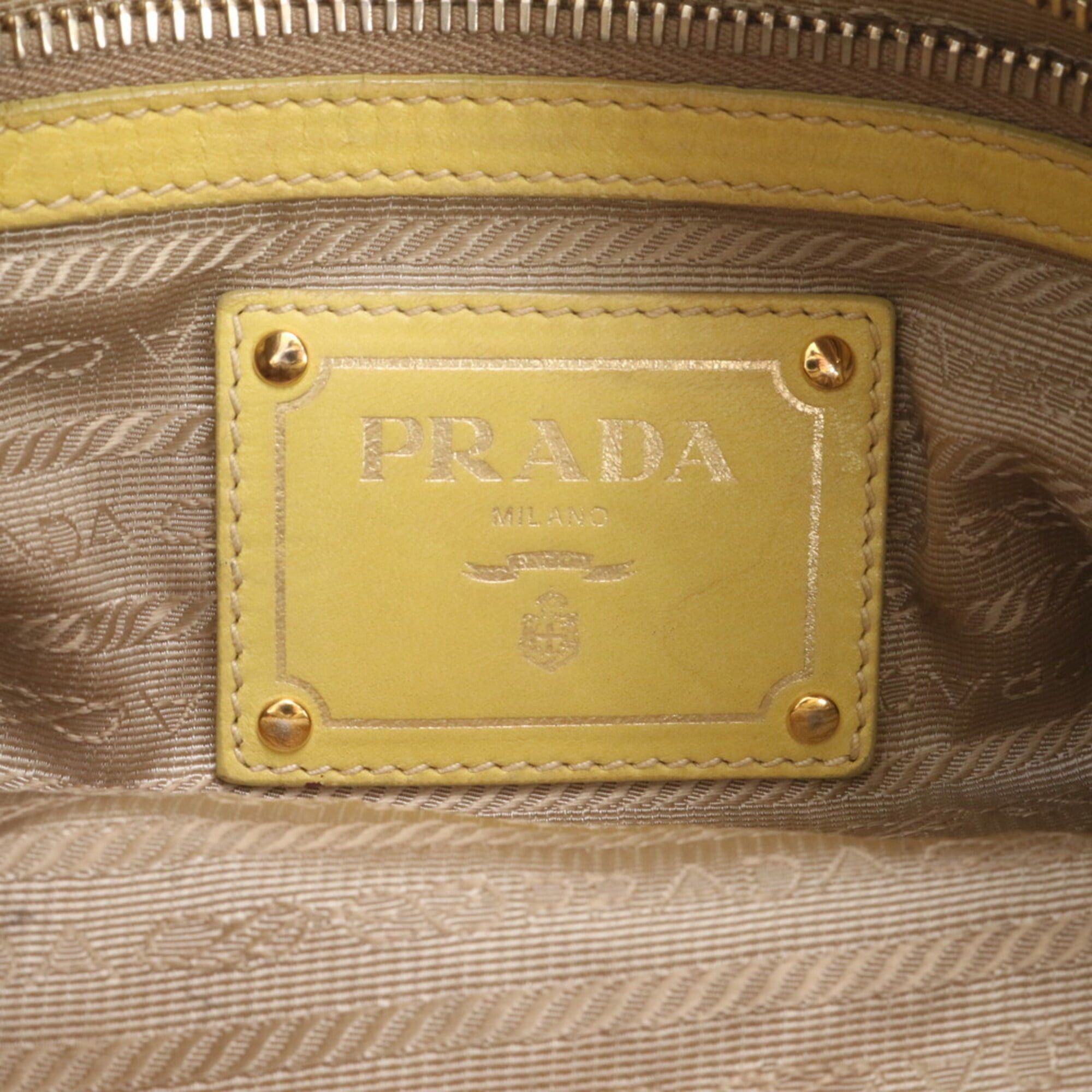 Prada Prada Tessuto Nylon Gathered Ribbon Leather Tote Bag Handbag Shoulder for Women Size ONE SIZE - 8 Thumbnail