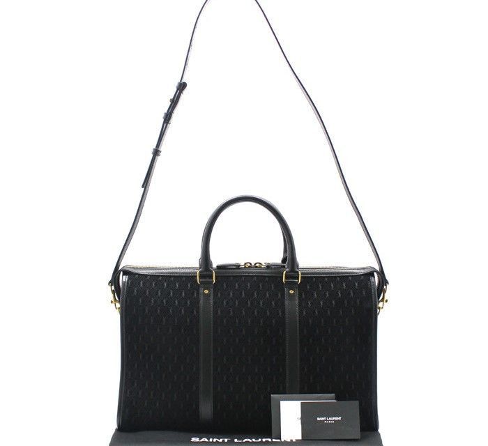 Yves Saint Laurent Black Suede Monogram All Over Medium Duffel Bag Shoulder Bag Size ONE SIZE - 8 Thumbnail