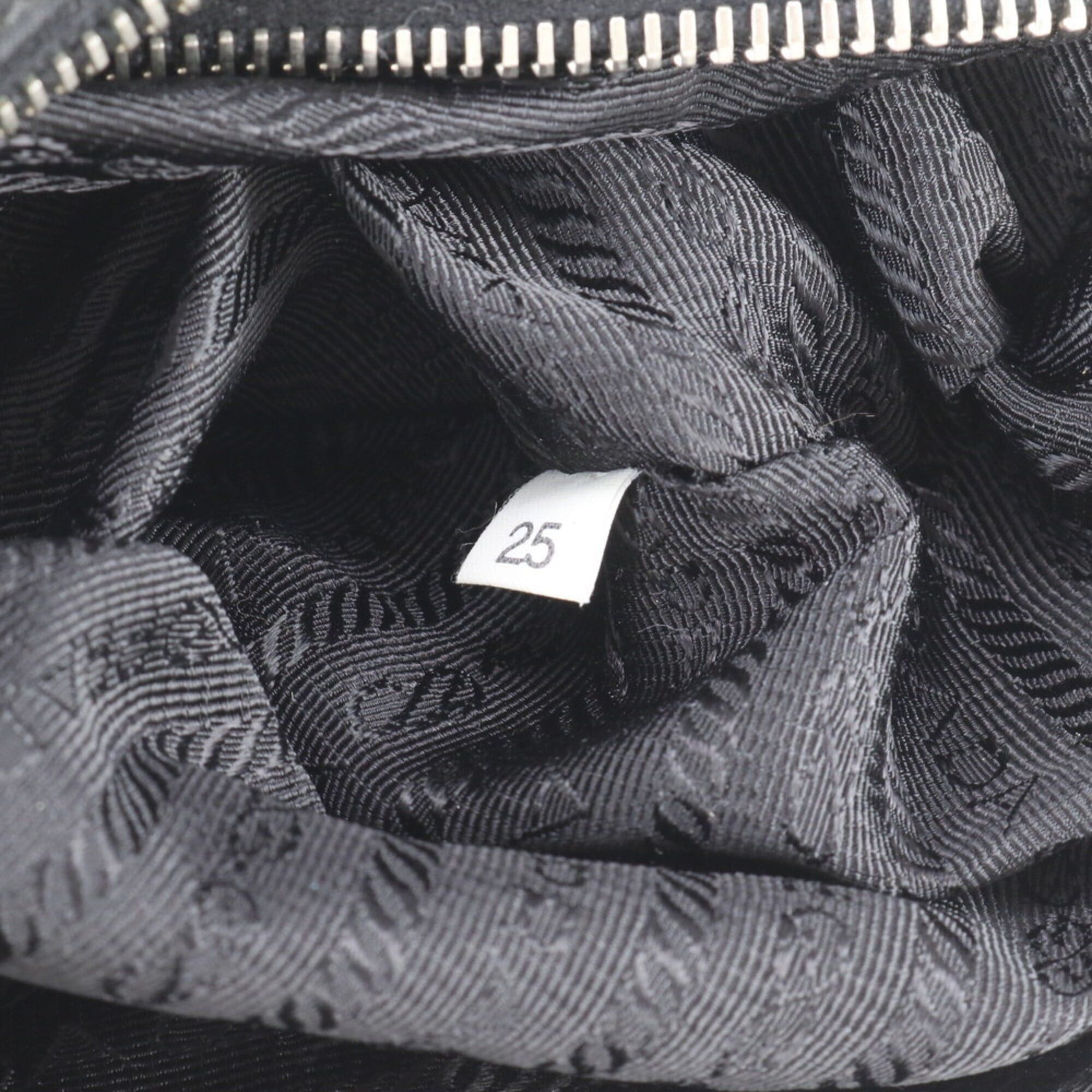 Prada Prada Tessuto Nylon Logo Hobo Leather Shoulder Bag Handbag Black Women's Size ONE SIZE - 10 Thumbnail