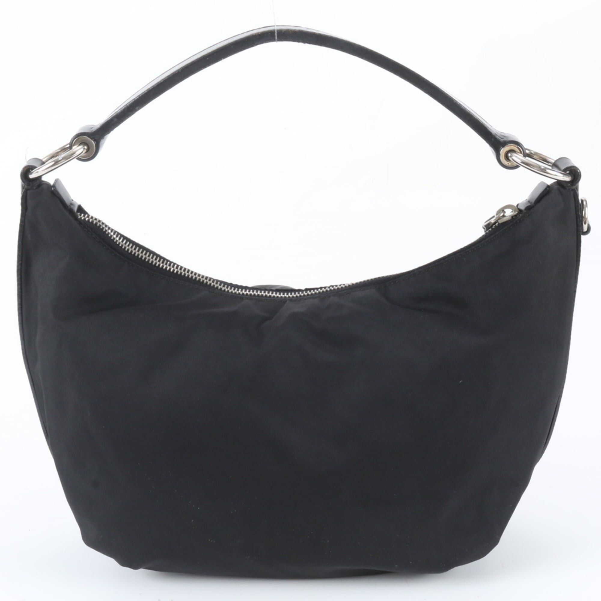 Prada Prada Tessuto Nylon Logo Hobo Leather Shoulder Bag Handbag Black Women's Size ONE SIZE - 3 Thumbnail