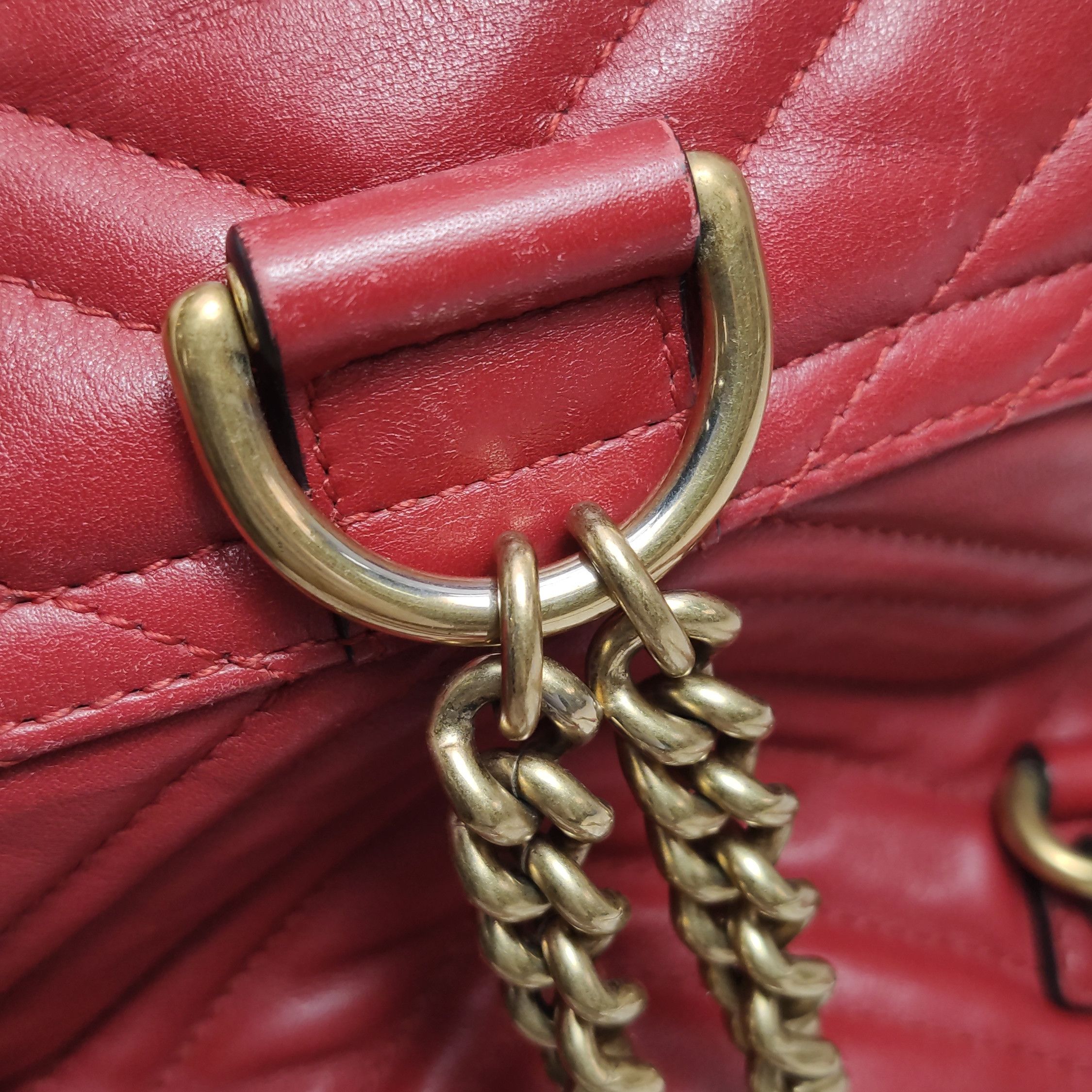 Gucci Gucci GG Marmont Red Leather Quilted Mini Backpack Size ONE SIZE - 15 Thumbnail