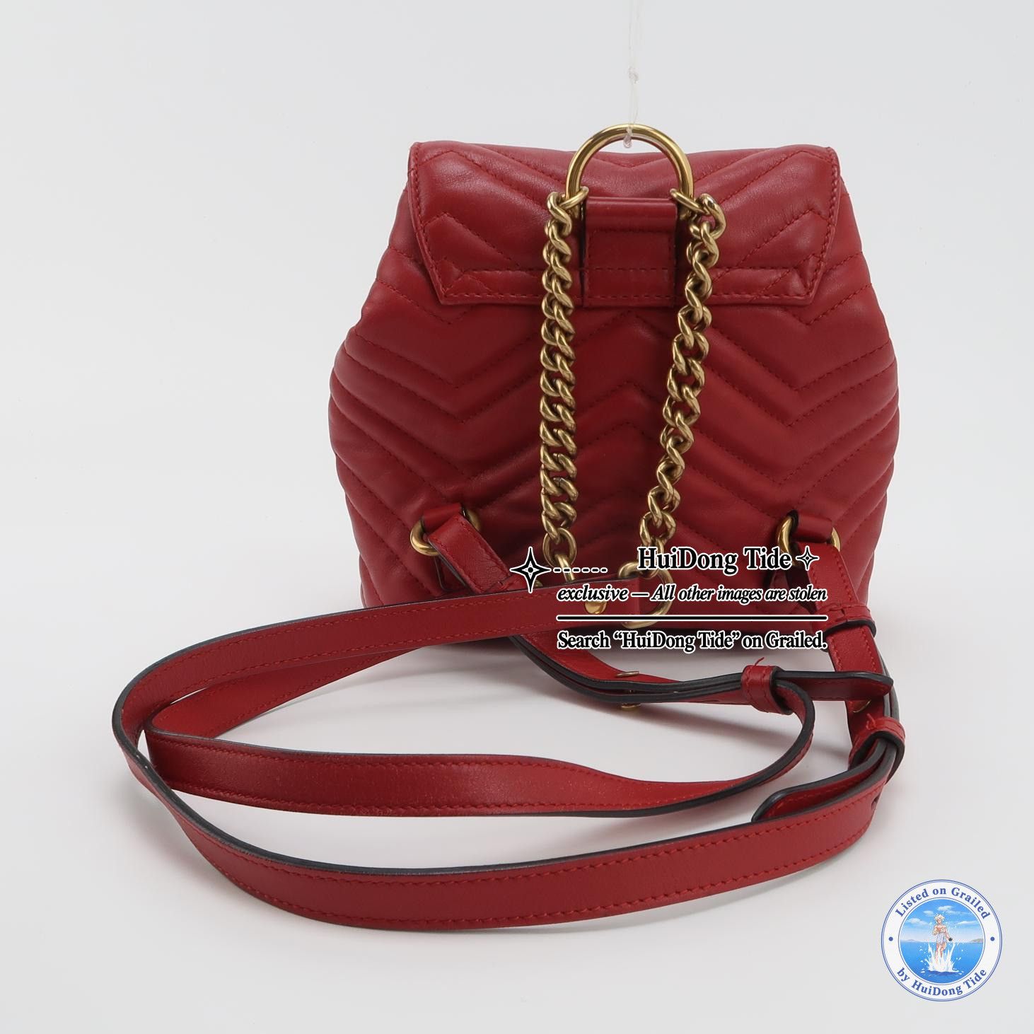 Gucci Gucci GG Marmont Red Leather Quilted Mini Backpack Size ONE SIZE - 5 Thumbnail
