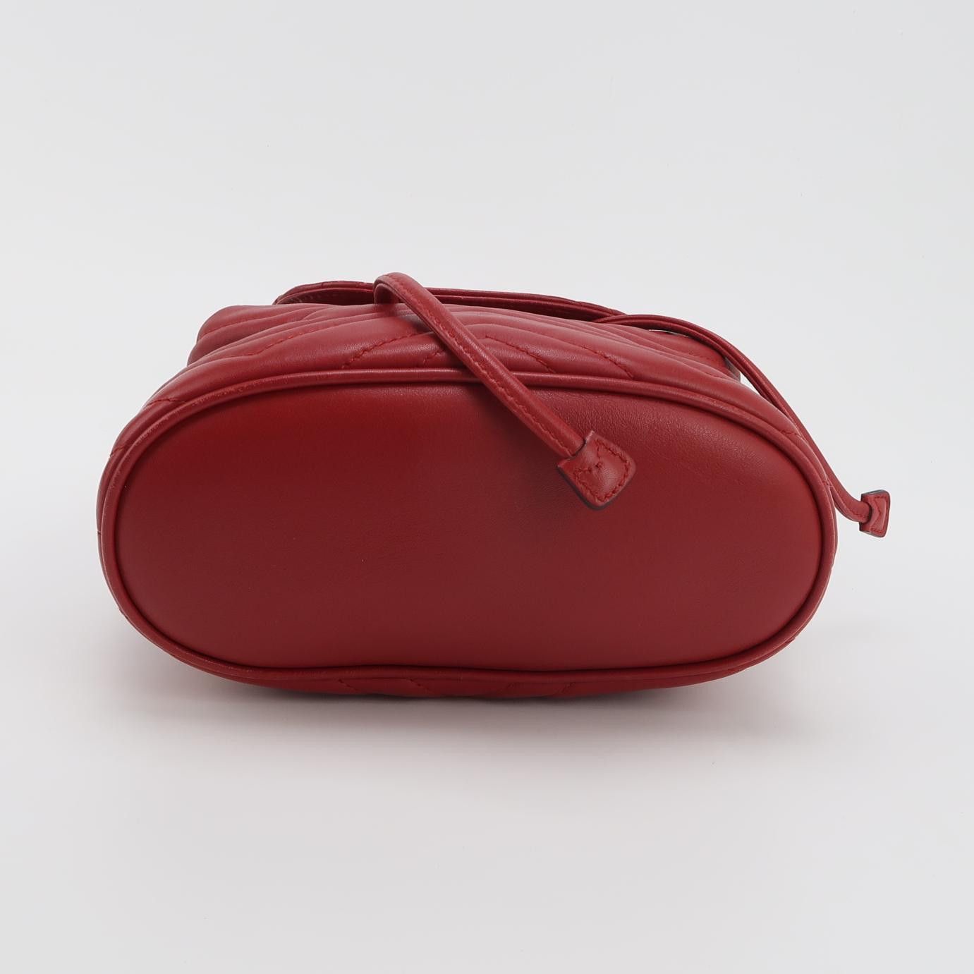 Gucci Gucci GG Marmont Red Leather Quilted Mini Backpack Size ONE SIZE - 6 Thumbnail