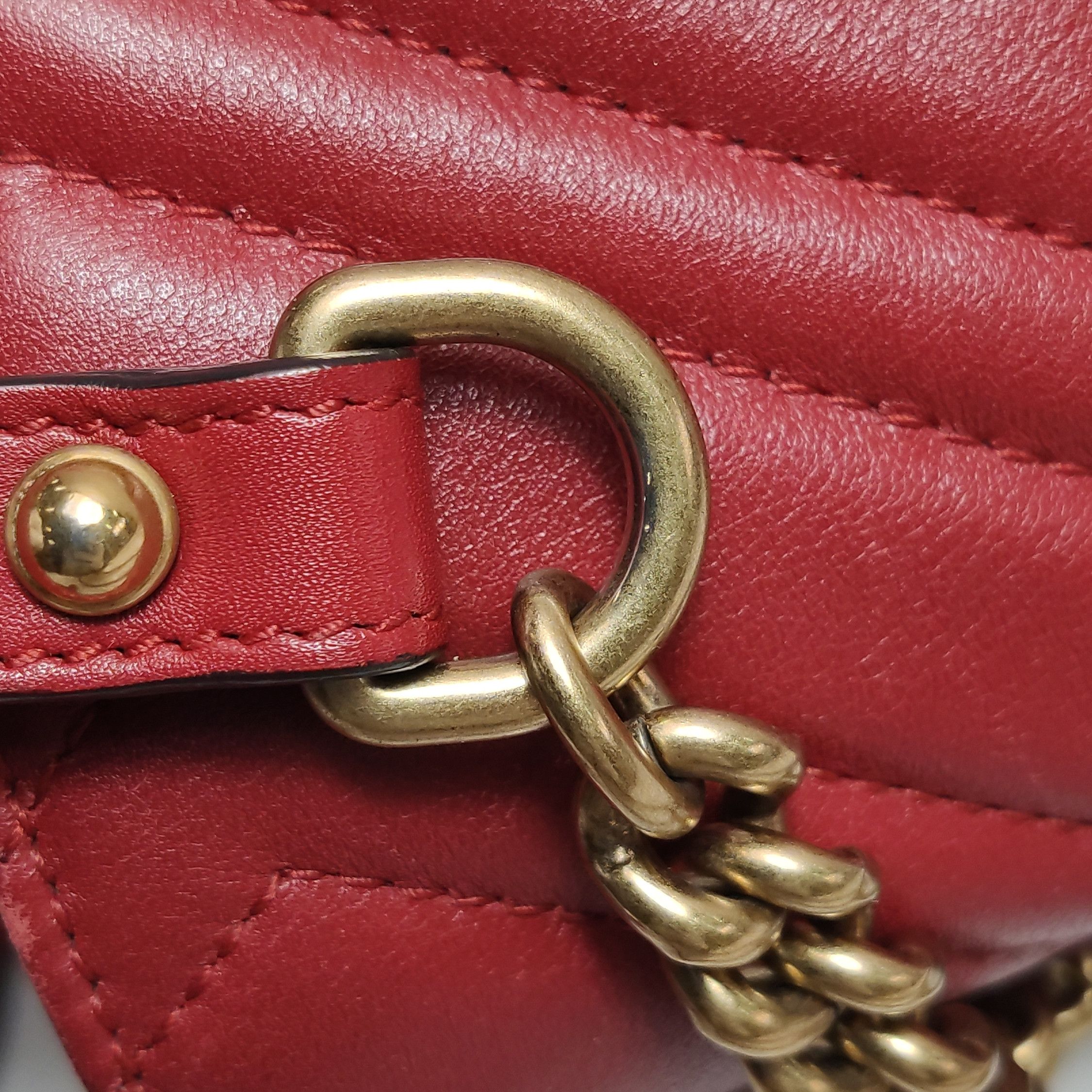 Gucci Gucci GG Marmont Red Leather Quilted Mini Backpack Size ONE SIZE - 14 Thumbnail