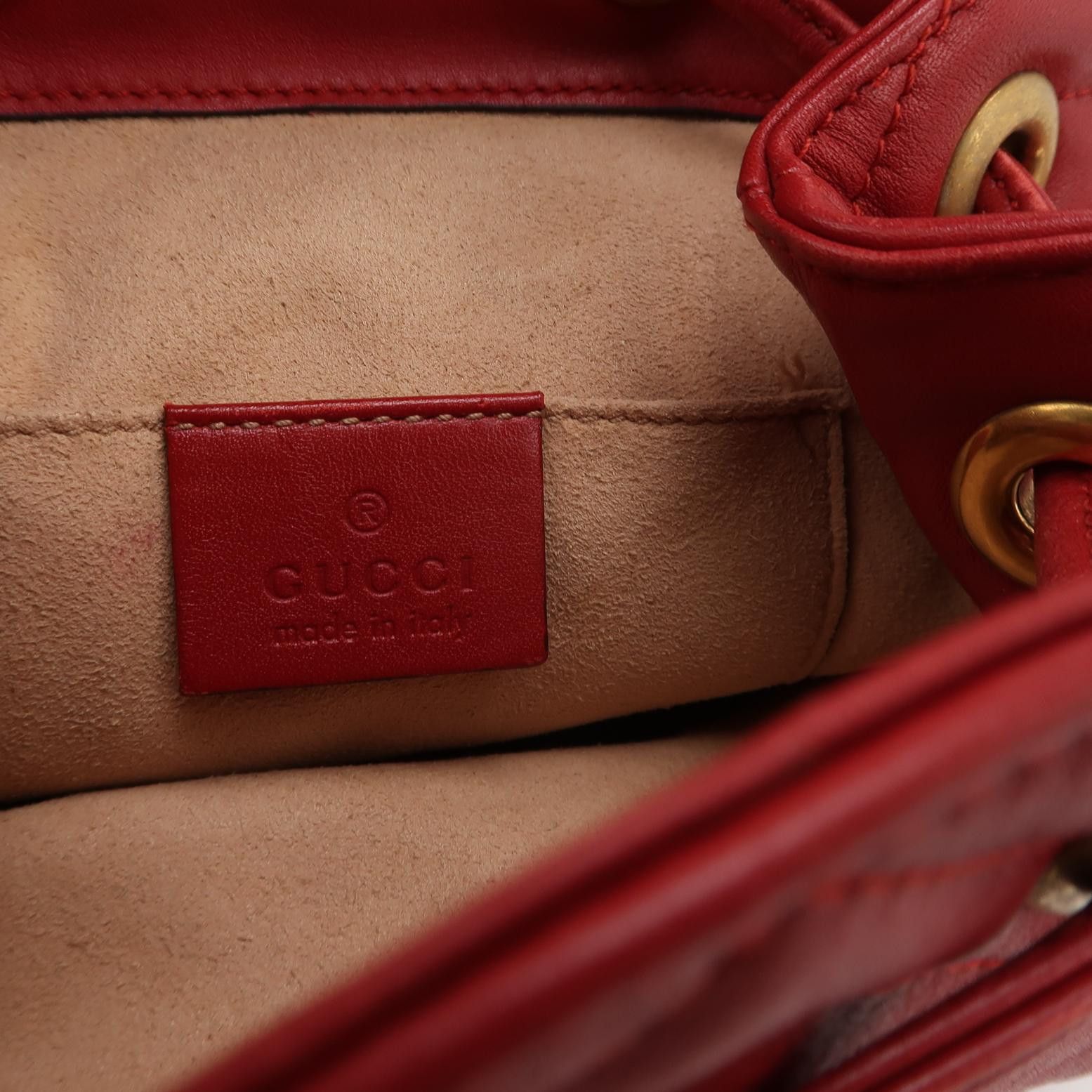 Gucci Gucci GG Marmont Red Leather Quilted Mini Backpack Size ONE SIZE - 8 Thumbnail