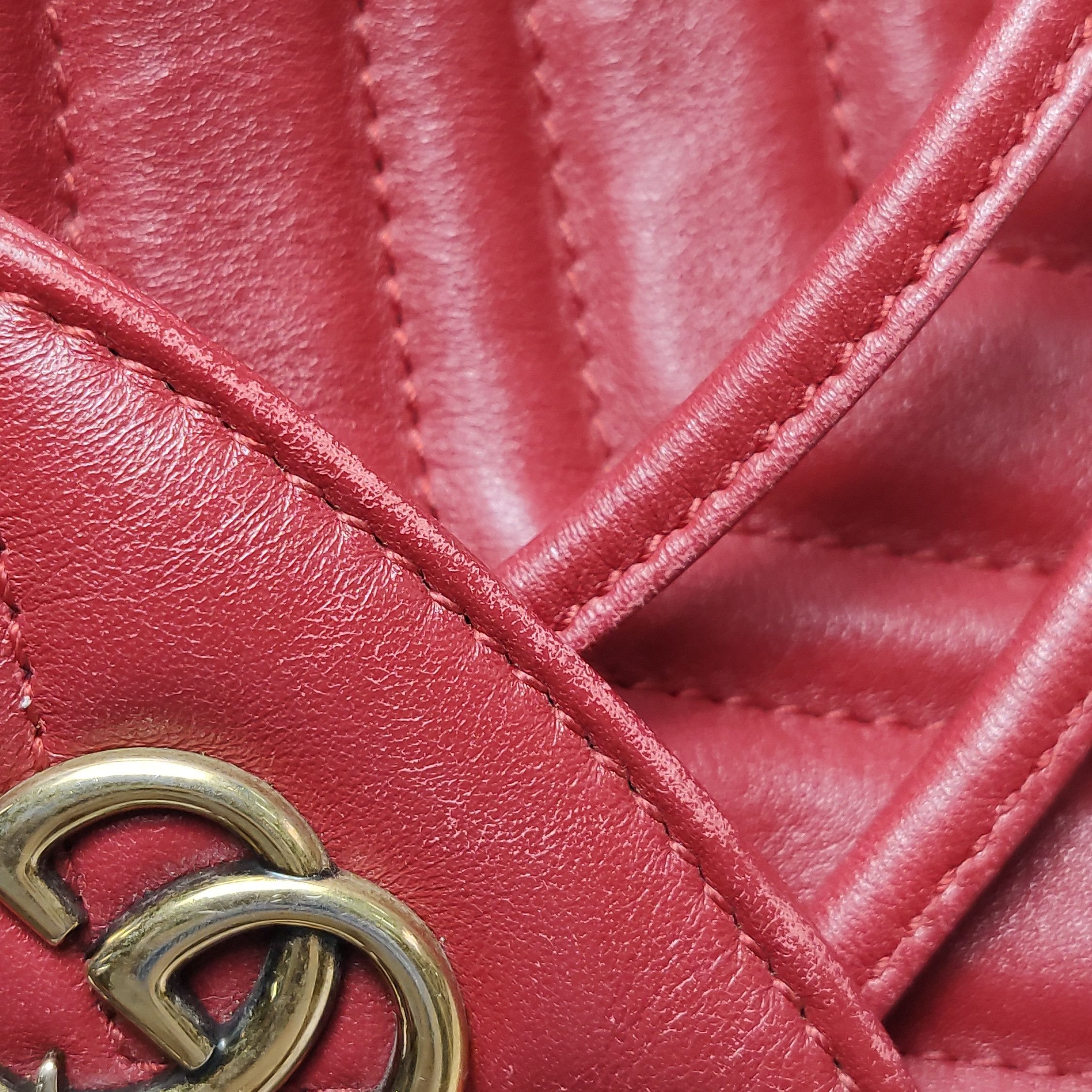 Gucci Gucci GG Marmont Red Leather Quilted Mini Backpack Size ONE SIZE - 19 Thumbnail