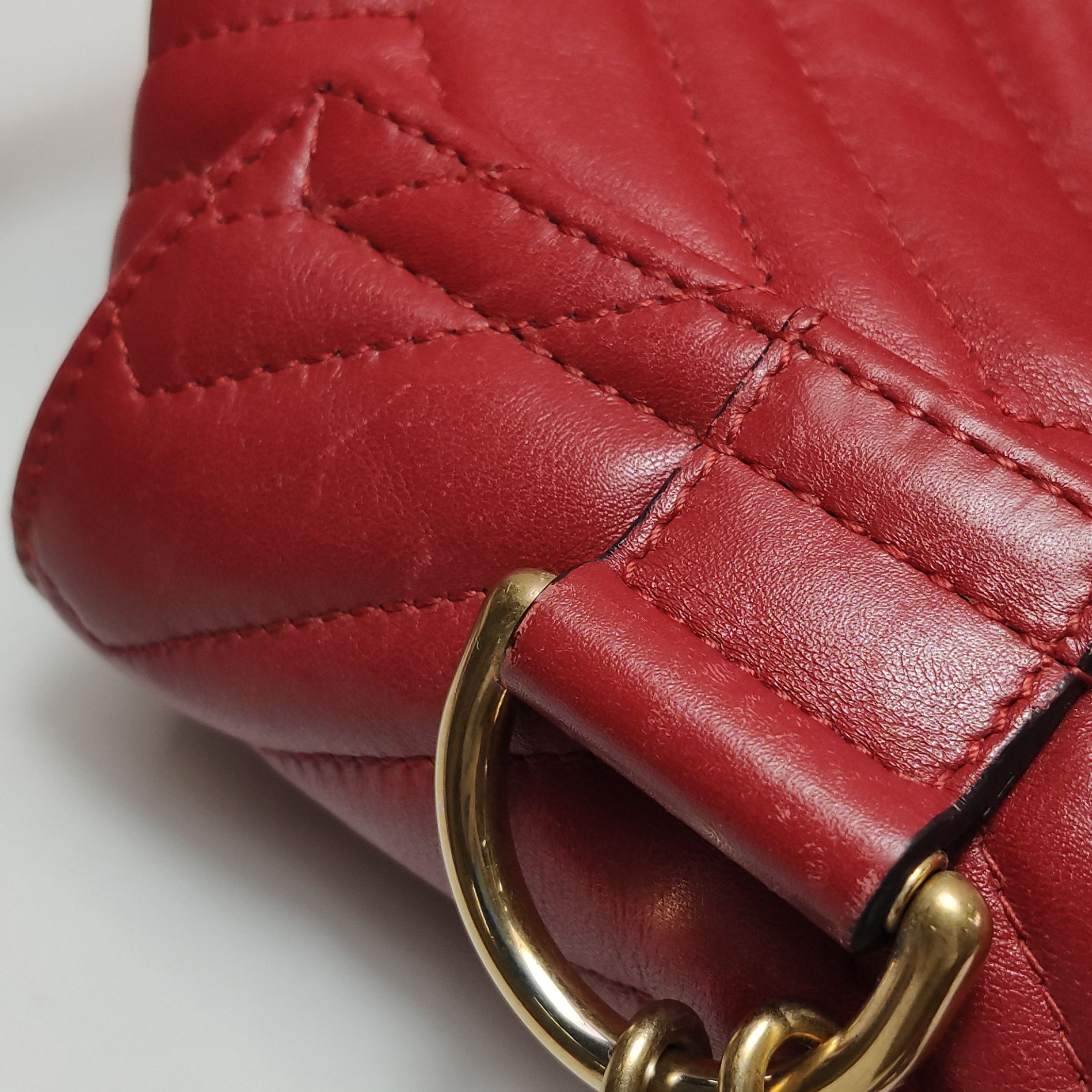Gucci Gucci GG Marmont Red Leather Quilted Mini Backpack Size ONE SIZE - 17 Thumbnail