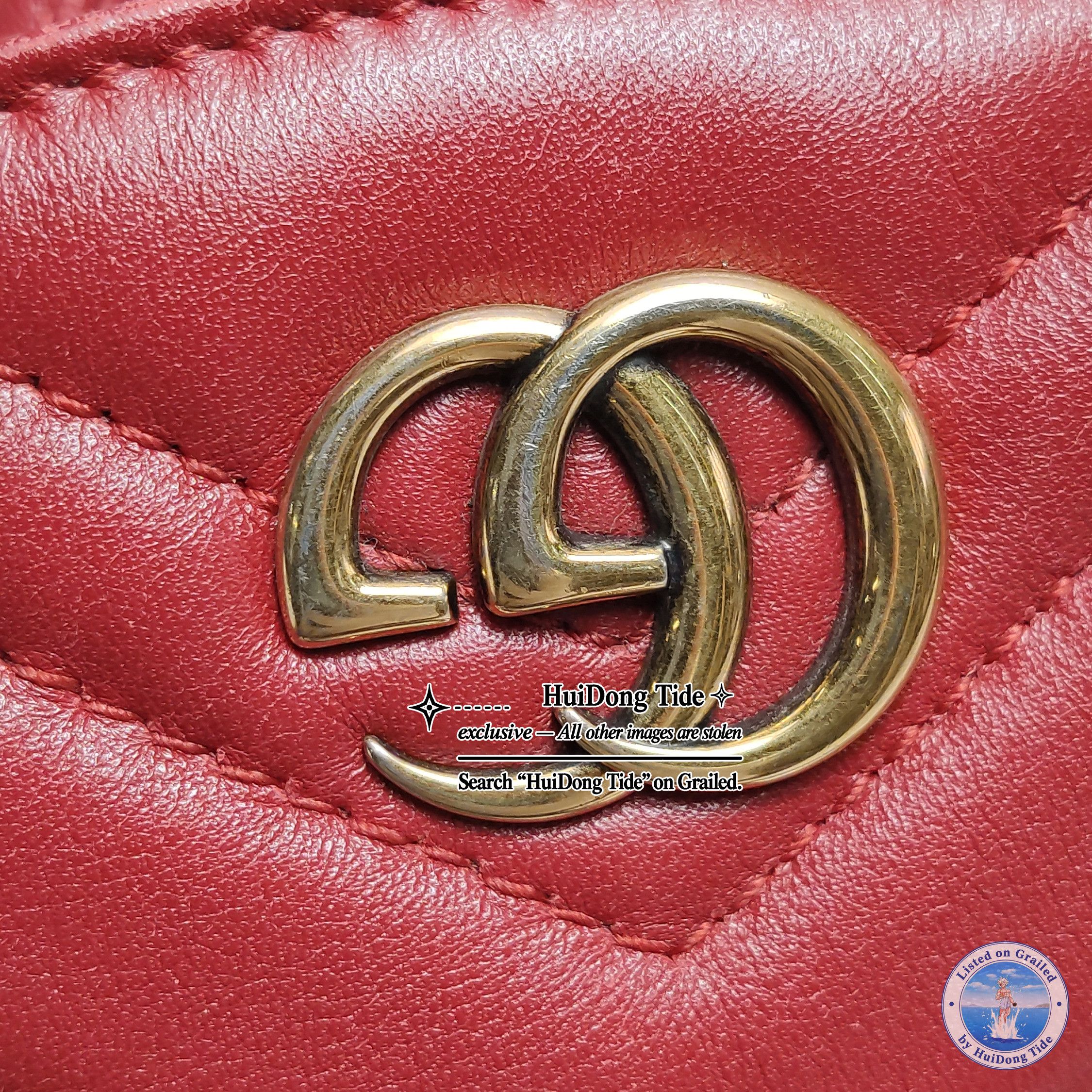 Gucci Gucci GG Marmont Red Leather Quilted Mini Backpack Size ONE SIZE - 12 Thumbnail