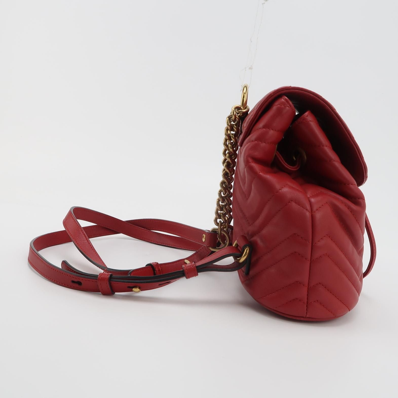 Gucci Gucci GG Marmont Red Leather Quilted Mini Backpack Size ONE SIZE - 4 Thumbnail