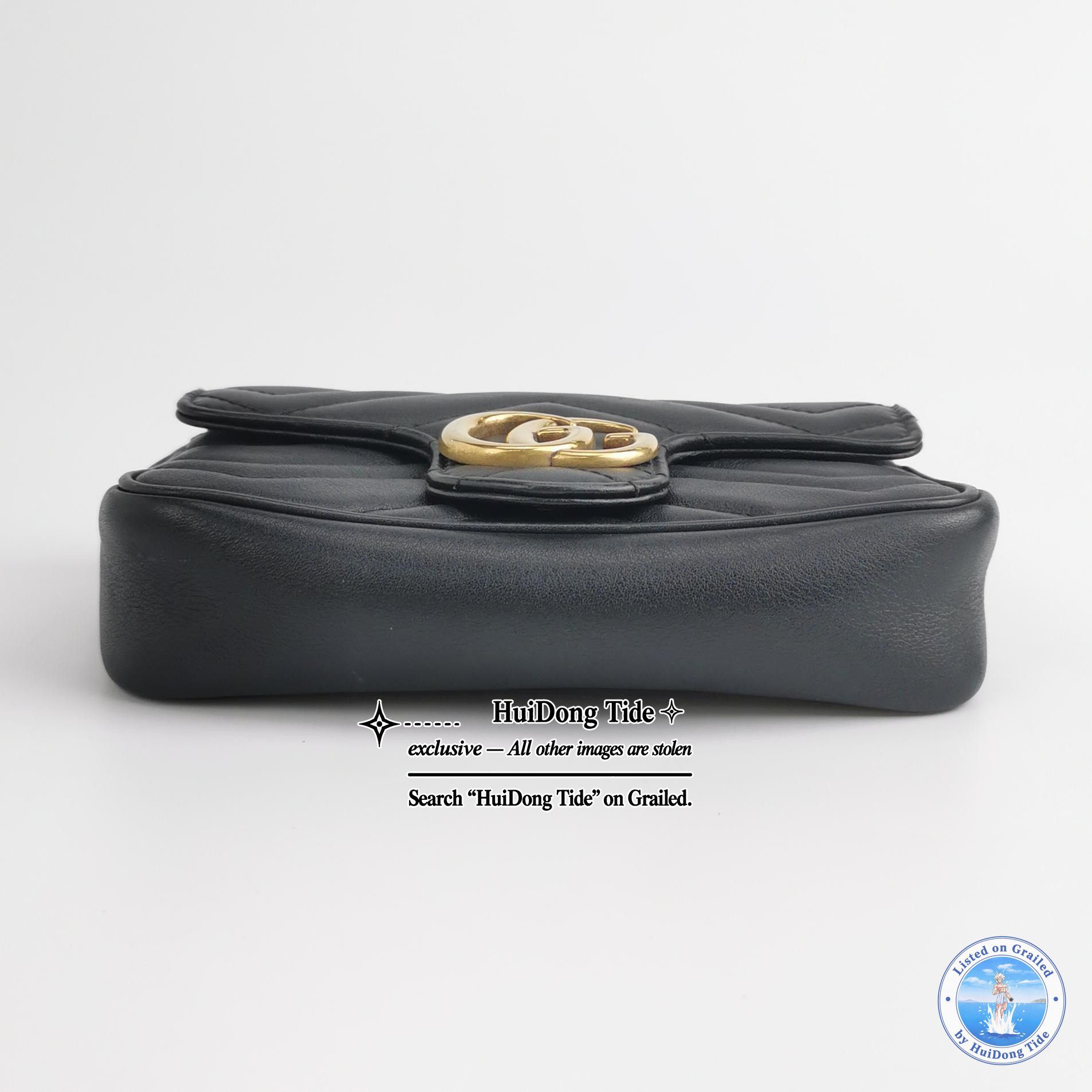 Gucci Gucci GG Marmont Black Leather Mini Shoulder Bag Size ONE SIZE - 6 Thumbnail